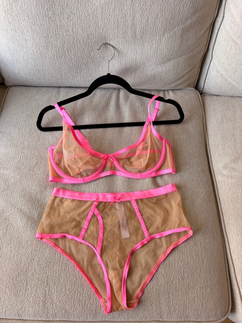 Savage X Fenty Sheer Bra and Brief Panty Lingerie Set